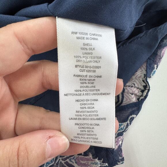 Joie Dress Womens Extra‎ Small XS Blue Purple Emlen Floral Silk Boho Peasant - Picture 7 of 10